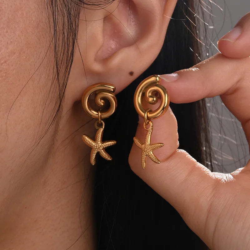 Premium starfish gold plated earrings