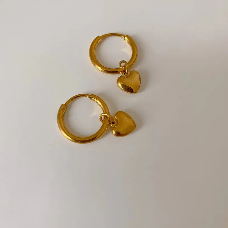 Golden heart anti tarnish earrings