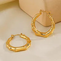 Luxurious bamboo gold plated earrings