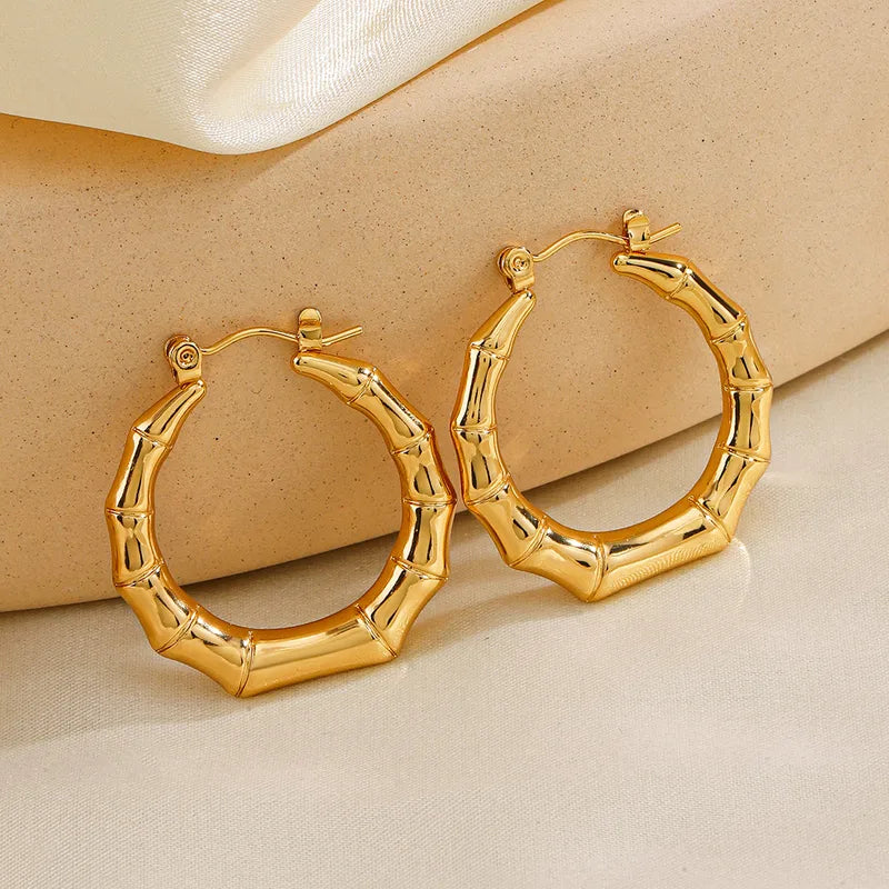 Luxurious bamboo gold plated earrings