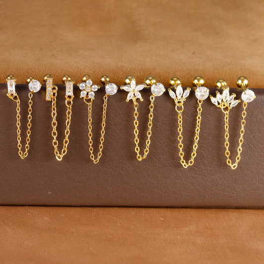 Exclusive high end pair of pierced chain studs