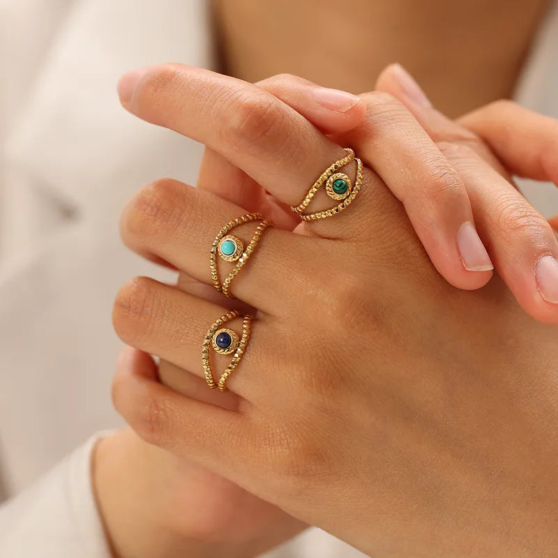 High-end Evil eye adjustable anti tarnish ring