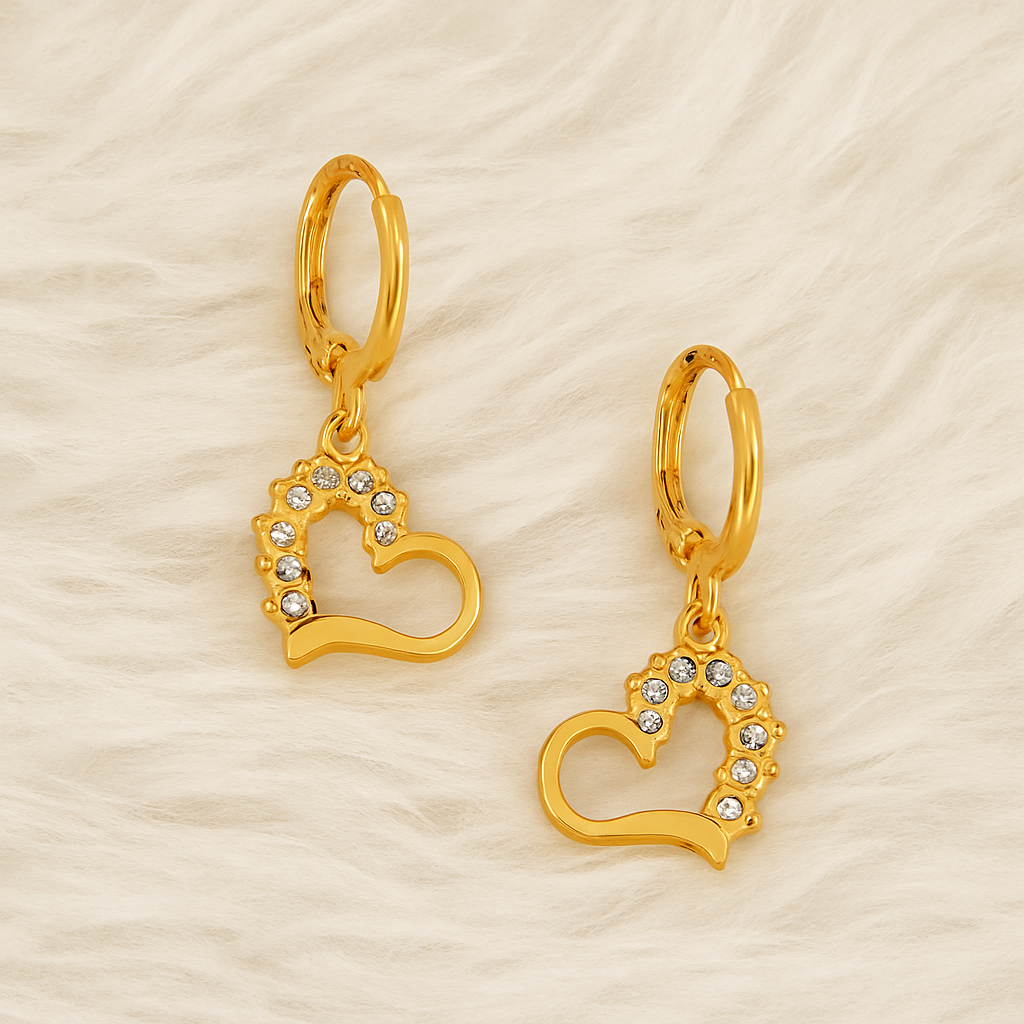 Ultra fine Delicate heart drop earrings