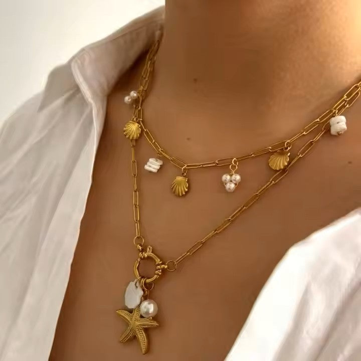 Premium beach charms stainless steel necklace