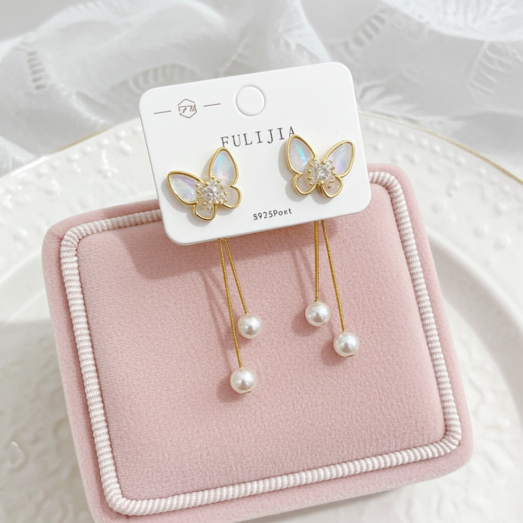 Butterfly long back tail earrings