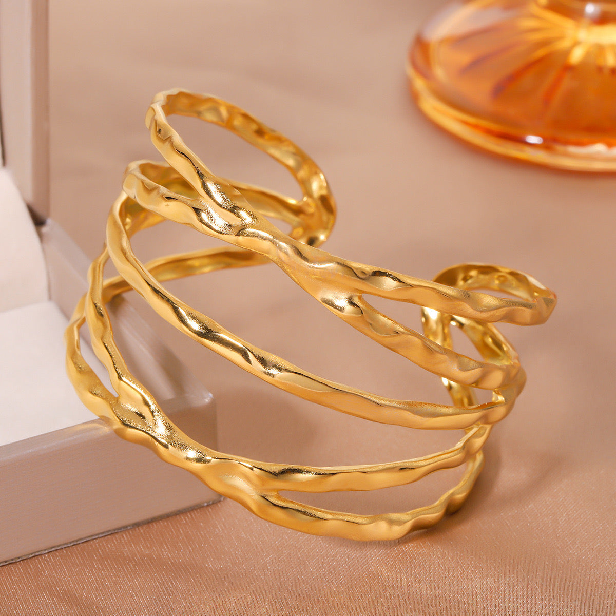 Aurora Wave Stainless Steel Cuff Bracelet