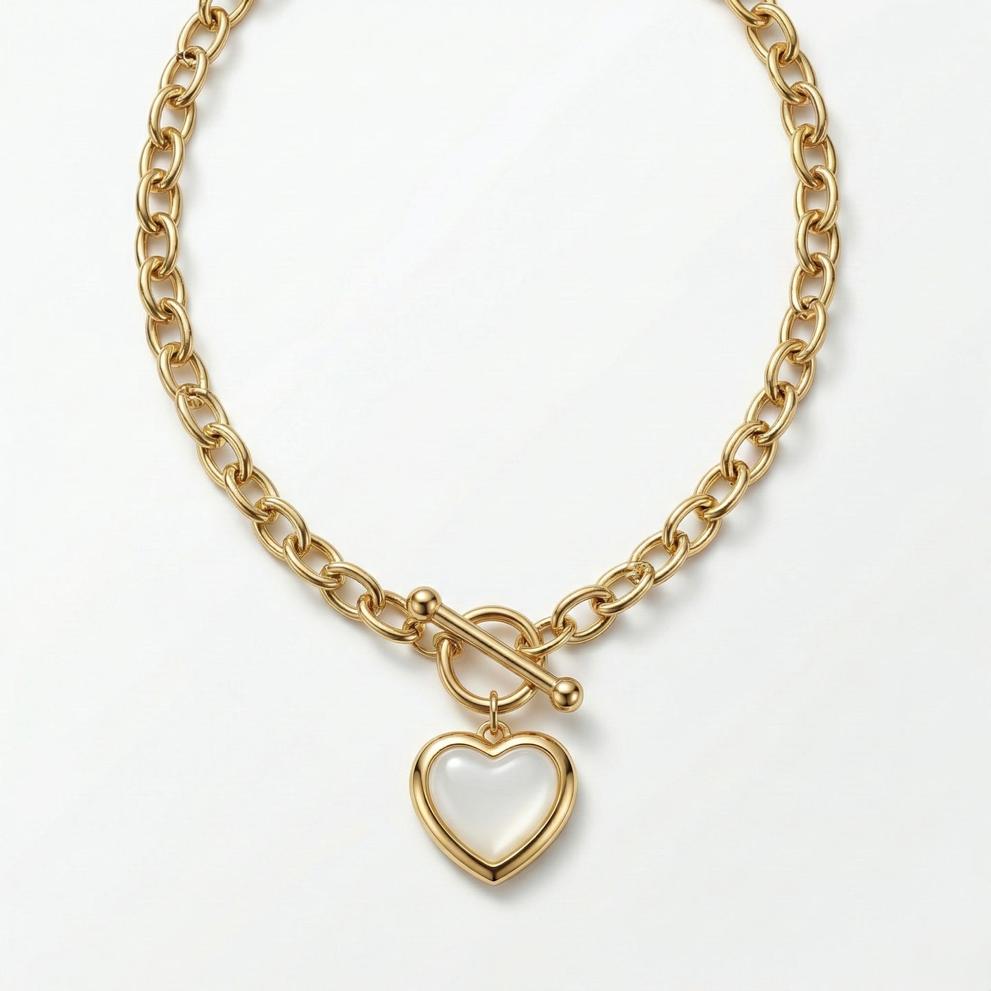 Golden Heart Toggle Necklace – Stainless Steel Gold Plated