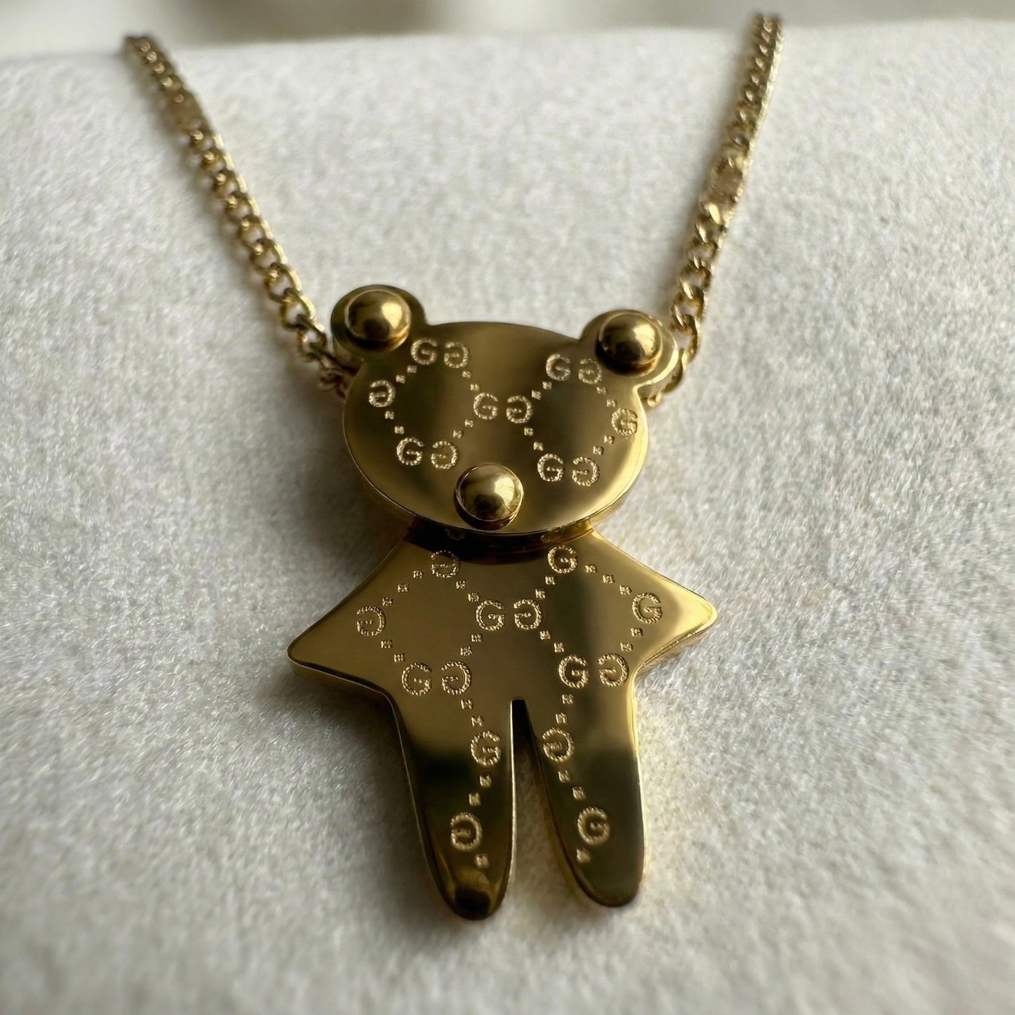 Golden Teddy Bear Pendant Necklace – Cute Luxury Charm | Myst Juels