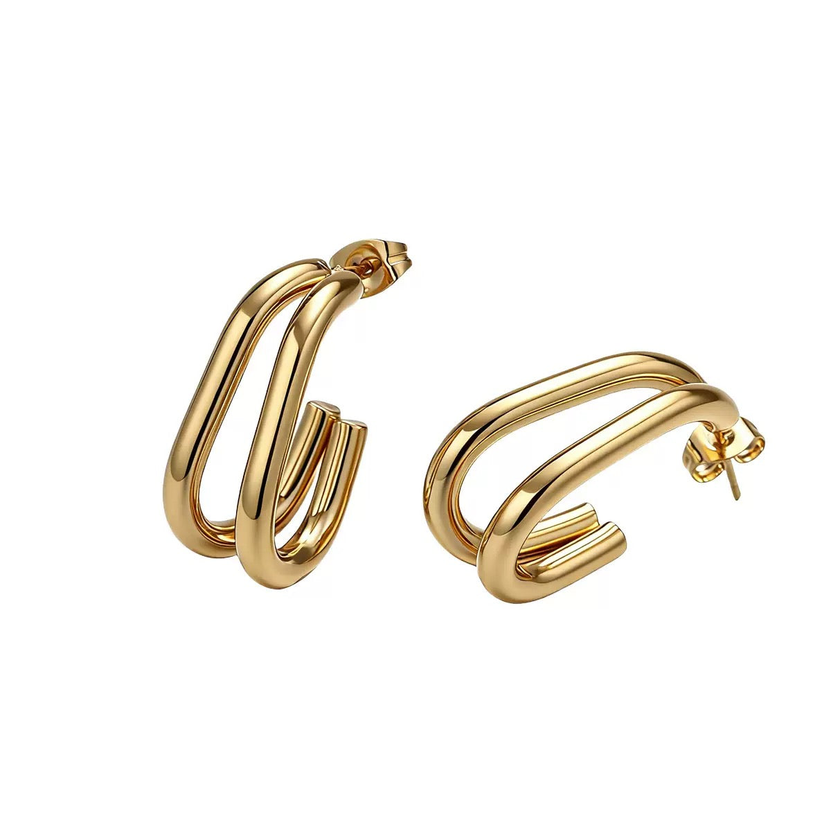 Luna Double Layer Gold Hoop Earrings