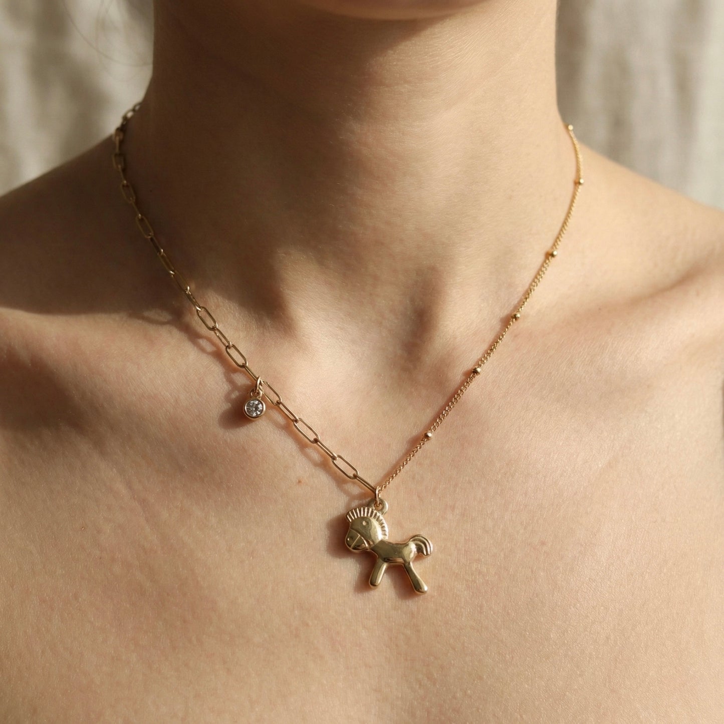 Lucky Horse Gold Plated Chain Necklace – Minimal Charm Jewellery | Myst Juels