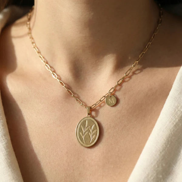 Golden Wheat Ensemble – Leaf Coin Necklace & Golden Leaf Cuff Set