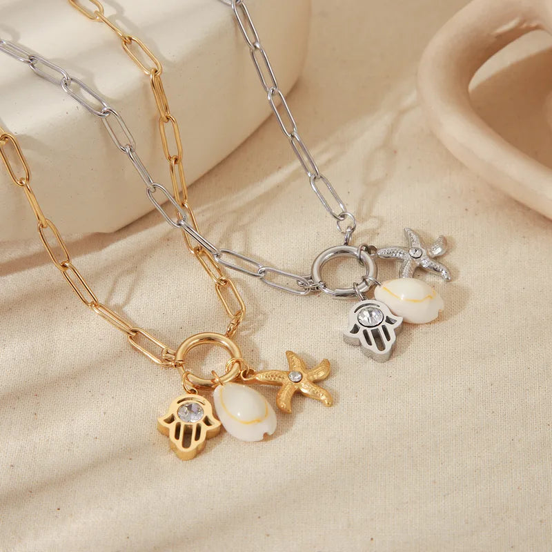 Dainty beach pendant necklace