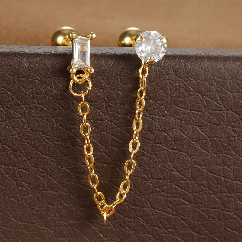Exclusive high end pair of pierced chain studs
