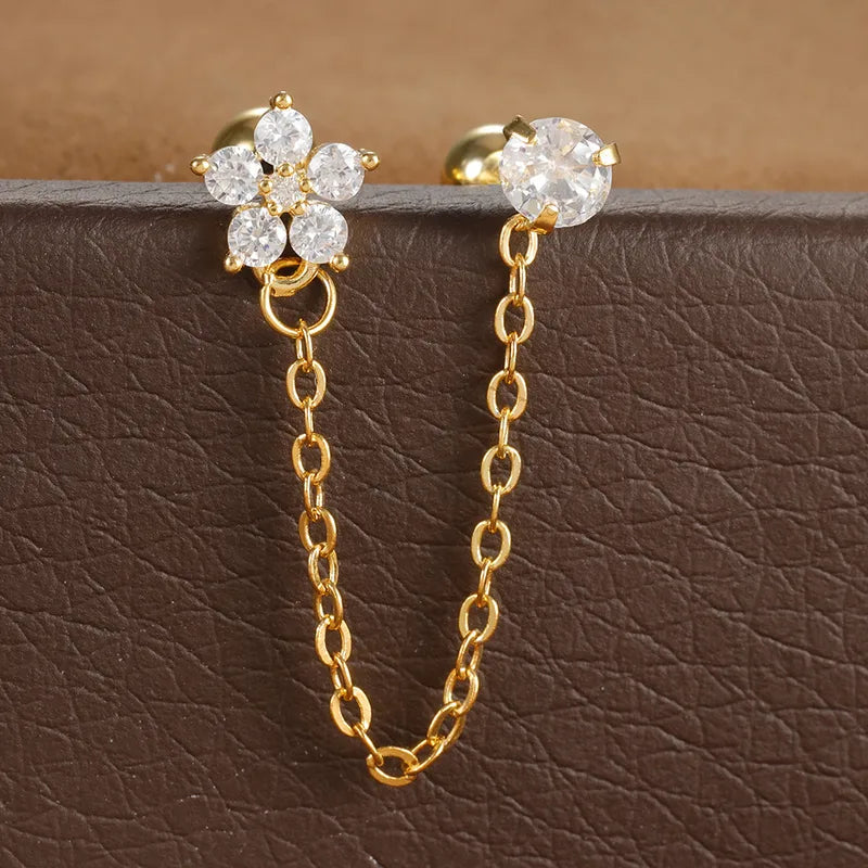 Exclusive high end pair of pierced chain studs