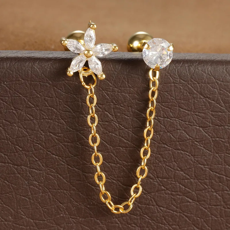Exclusive high end pair of pierced chain studs