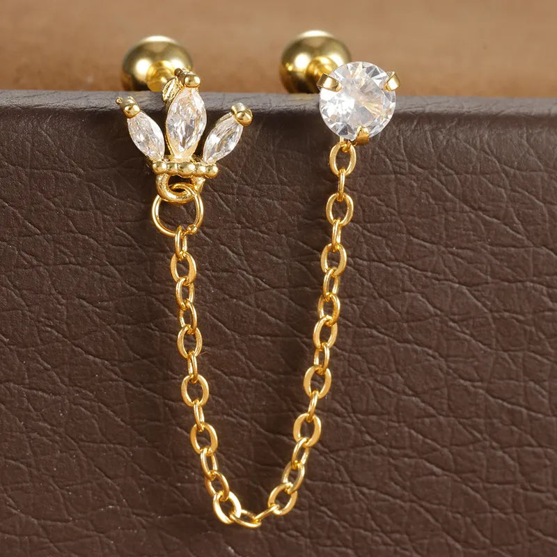 Exclusive high end pair of pierced chain studs