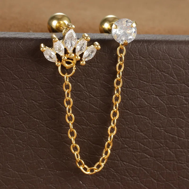 Exclusive high end pair of pierced chain studs