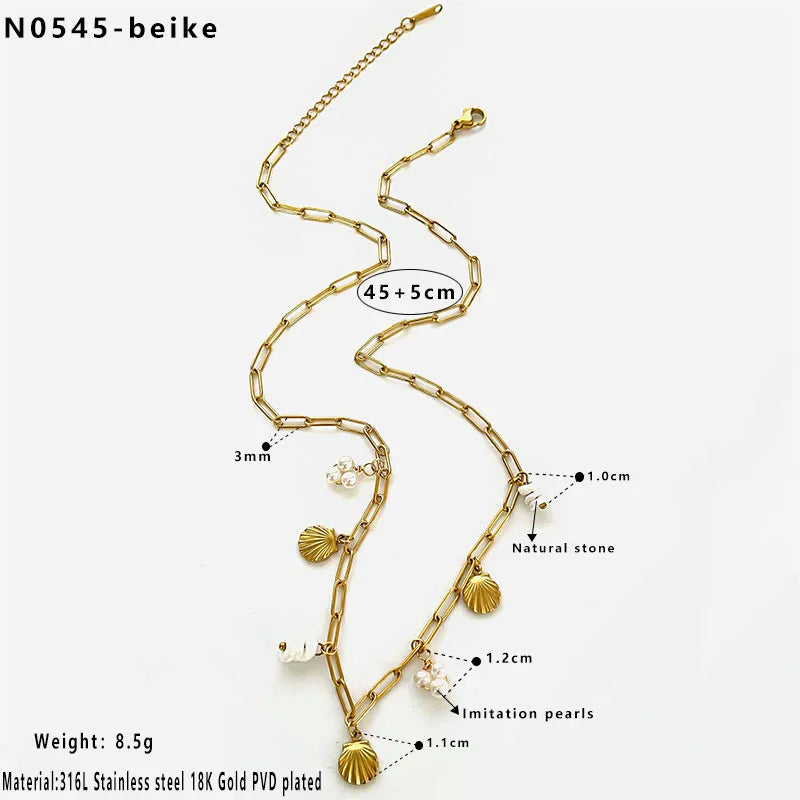 Premium beach charms stainless steel necklace