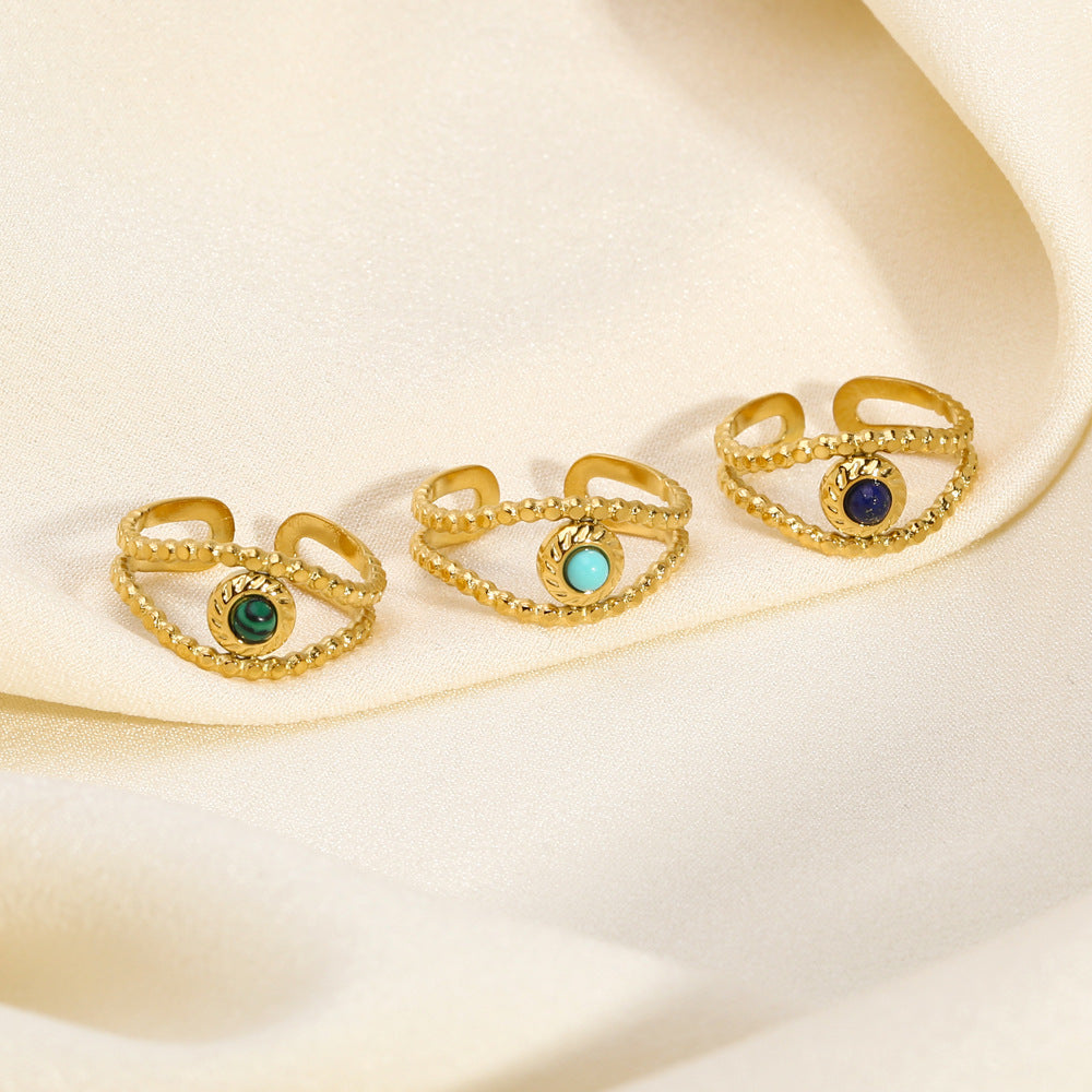 High-end Evil eye adjustable anti tarnish ring
