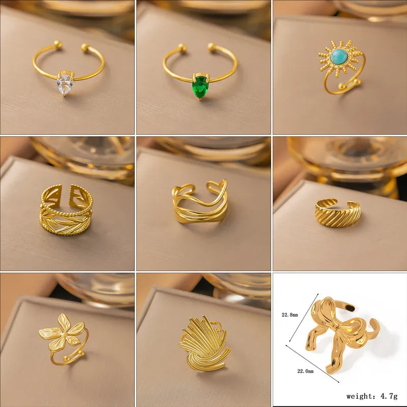 Basic date zircon anti tarnish gold plated ring