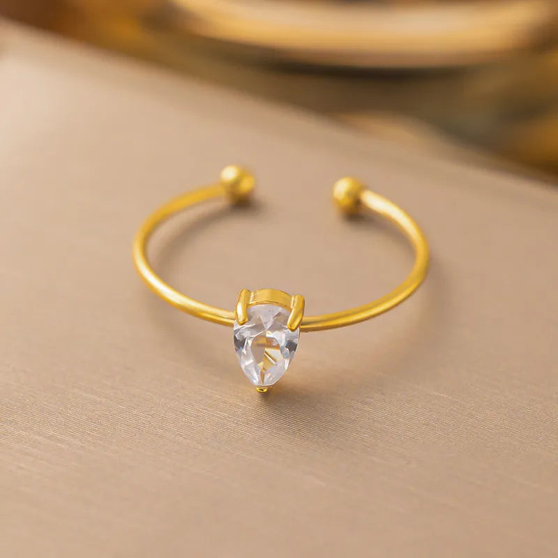 Basic date zircon anti tarnish gold plated ring