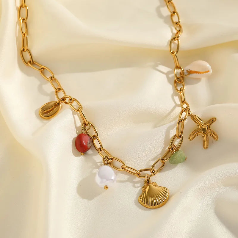 High-end layered all beach gold plated necklace