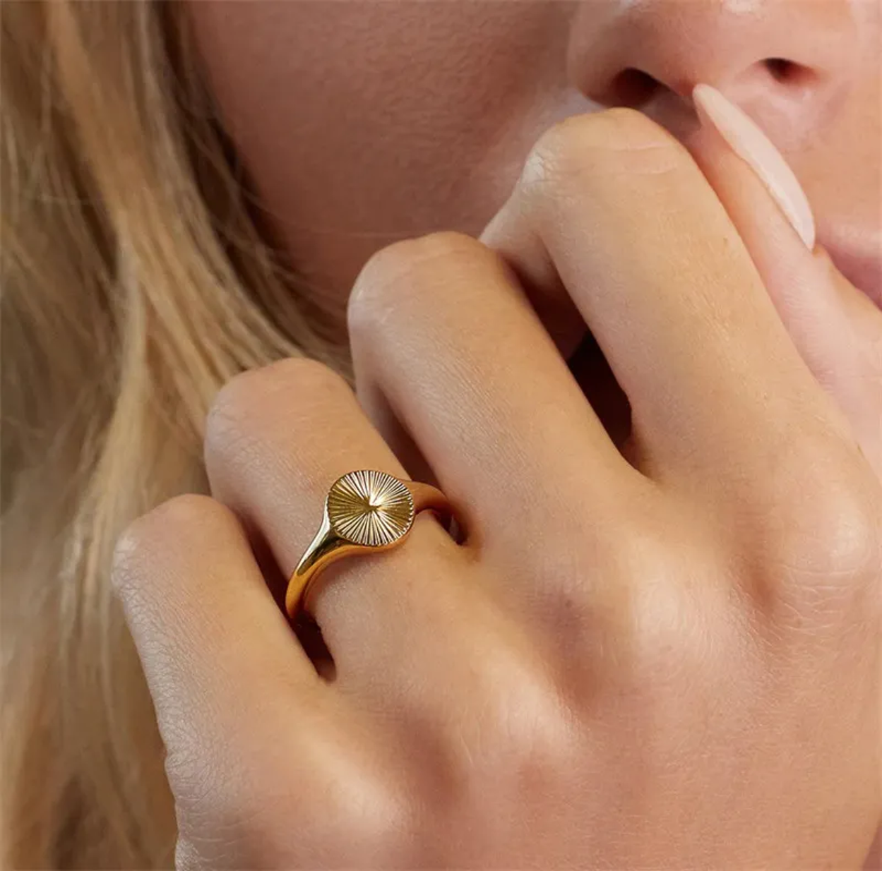 Positive gold plated ring