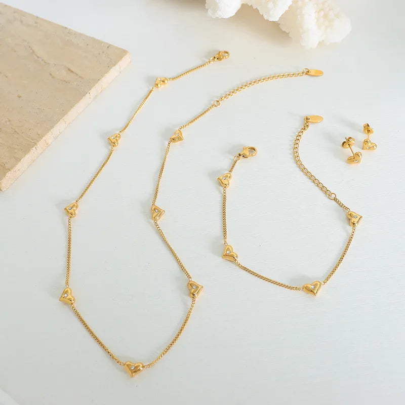 Celestial heart chain pvd gold plated necklace