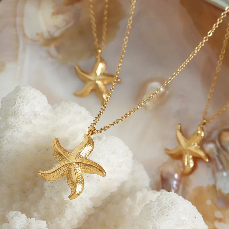 Starfish pendant gold chain neckalce