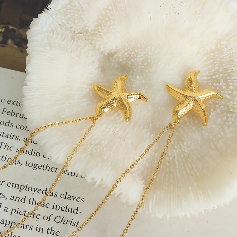 Starfish pendant gold chain neckalce