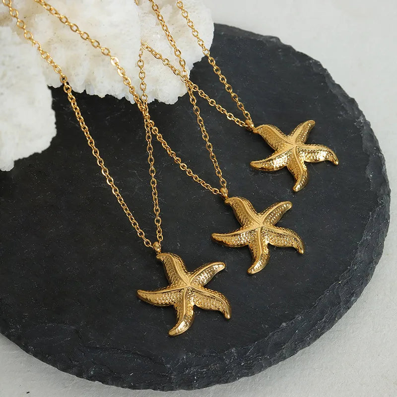 Starfish pendant gold chain neckalce