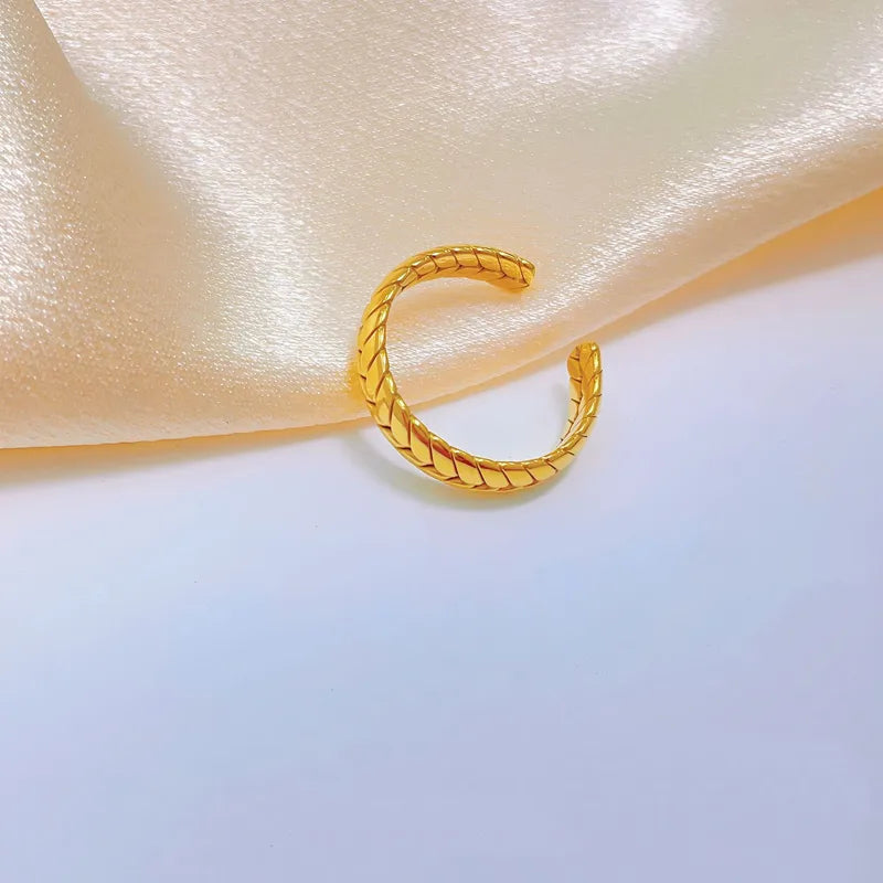 Snake bone anti tarnish gold ring