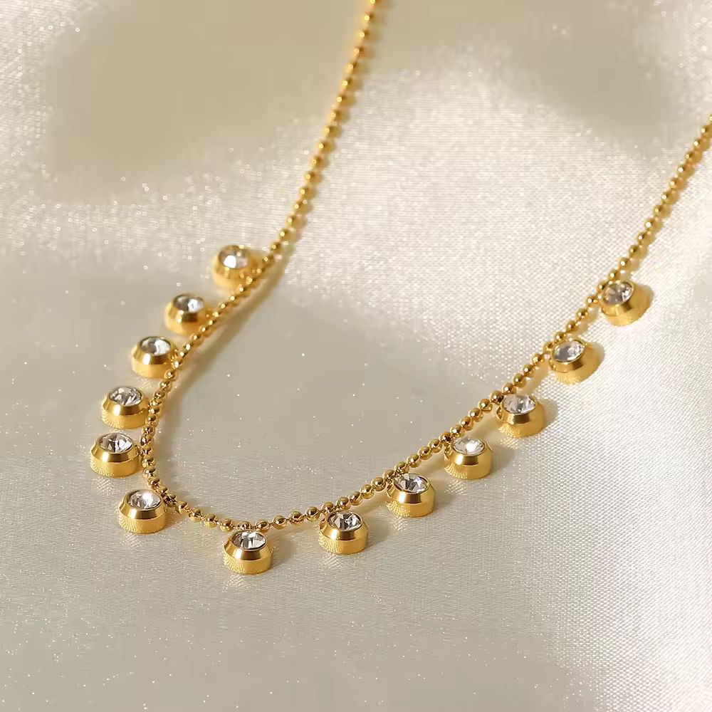 Golden bling zircon beaded necklace