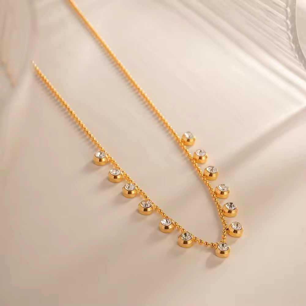 Golden bling zircon beaded necklace