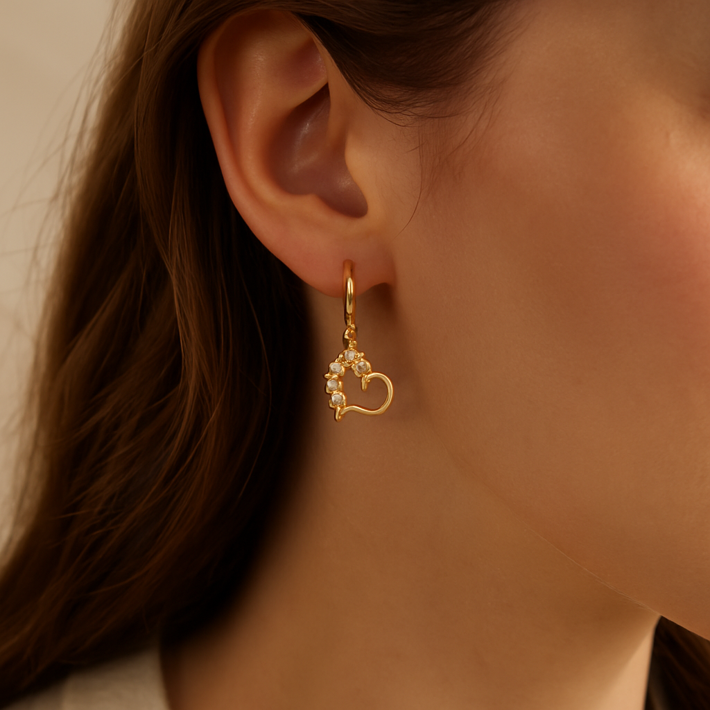 Ultra fine Delicate heart drop earrings