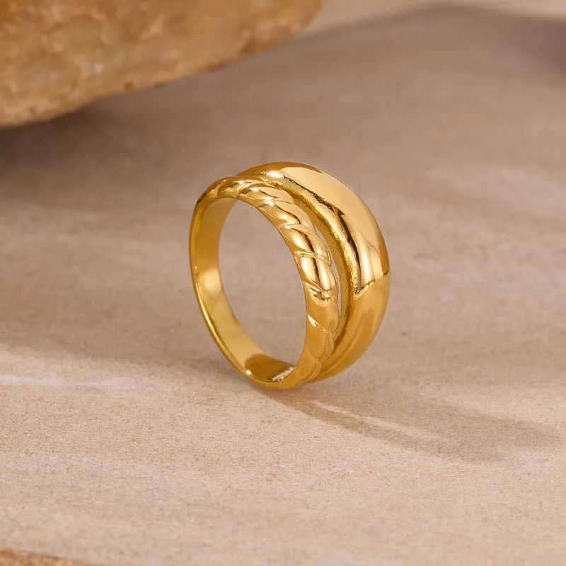 Dual layered stackable anti tarnish ring