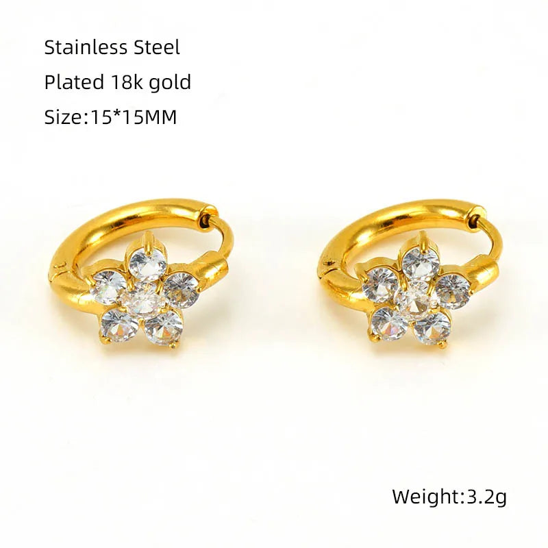 Zircon Flower minimal gold plated earings