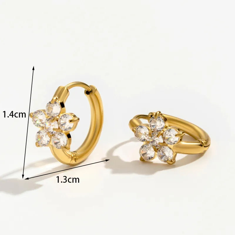 Zircon Flower minimal gold plated earings