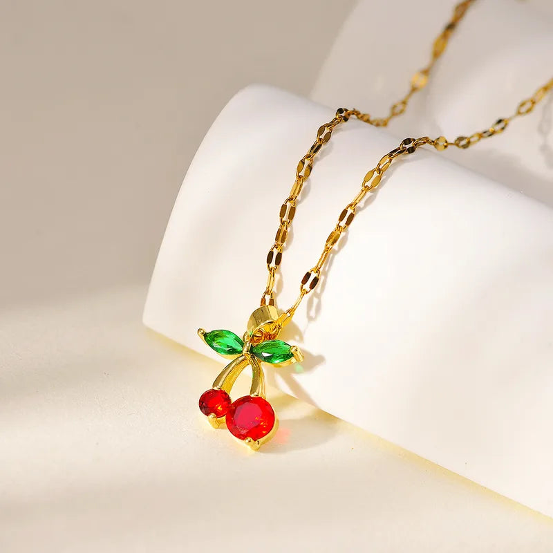 Cherry zirconia pendant necklace