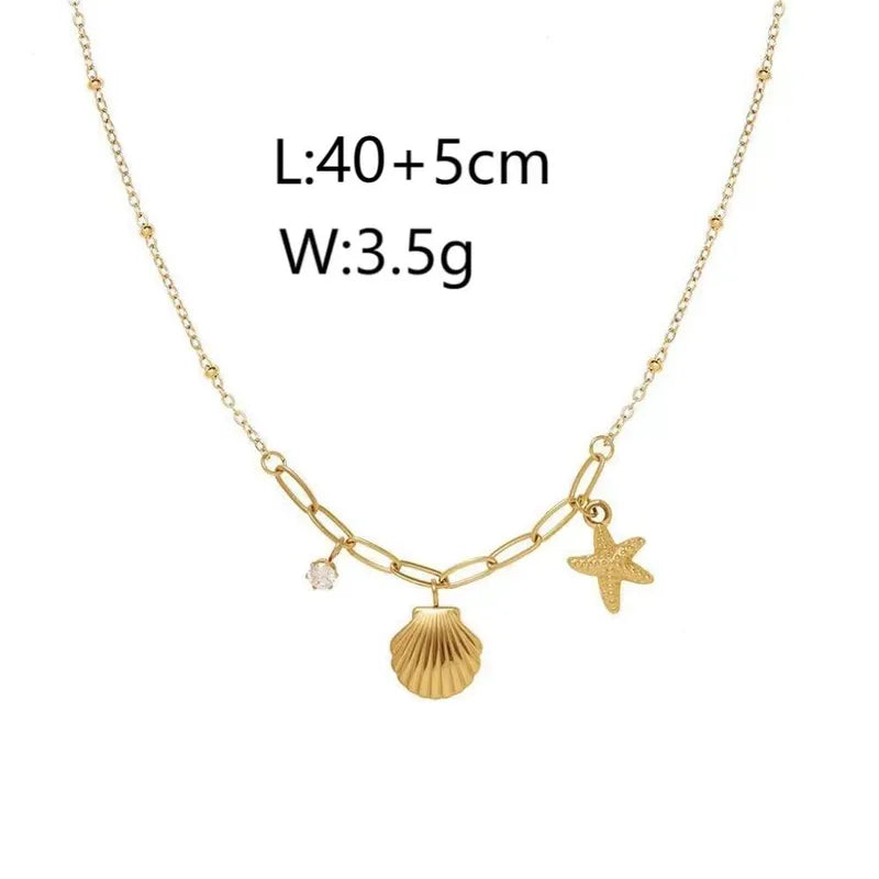 Ultra premium Elegant 3 charms beach pvd gold plated necklace