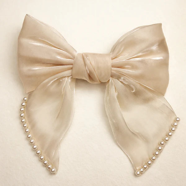 Ivory Pearl Harmony Combo | Organza Bow, Pearl Necklace & Ring | MystJuels