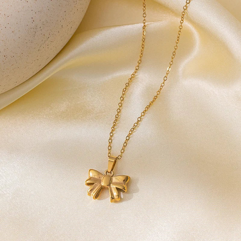Premium Golden bow charm anti tarnish necklace