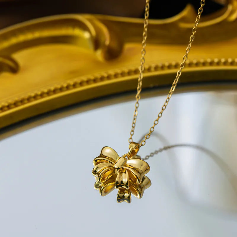 Premium Golden bow charm anti tarnish necklace
