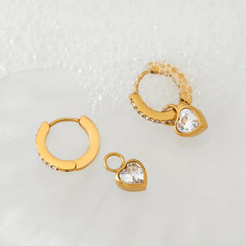 Zircon heart drop earings