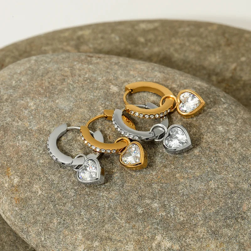 Zircon heart drop earings