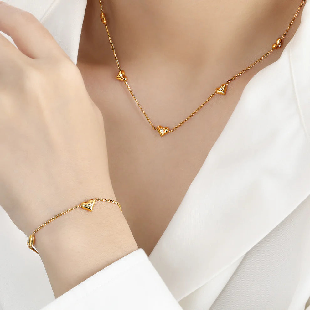 Premium Celestial heart chain pvd gold plated necklace