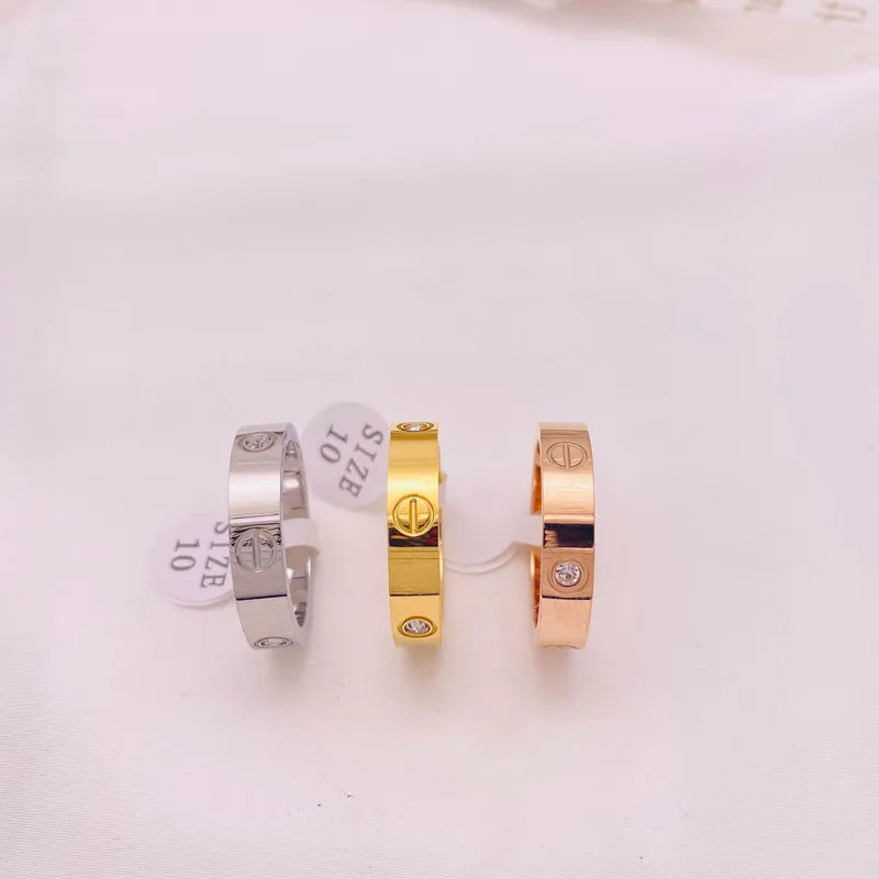 3 diamond love ring gold plated pvd