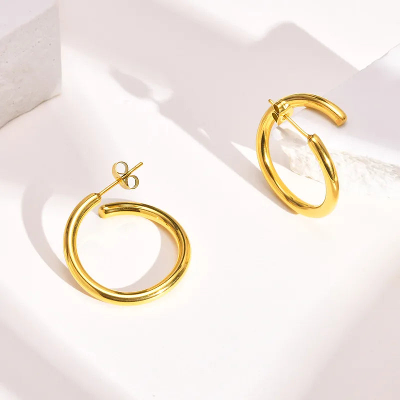 Luxurious Twisted round gold plated pvd earings mystjuels