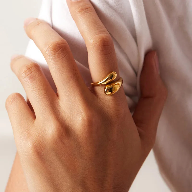 Adjustable pvd dual gold tone ring