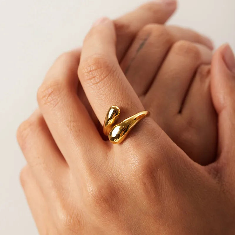 Adjustable pvd dual gold tone ring
